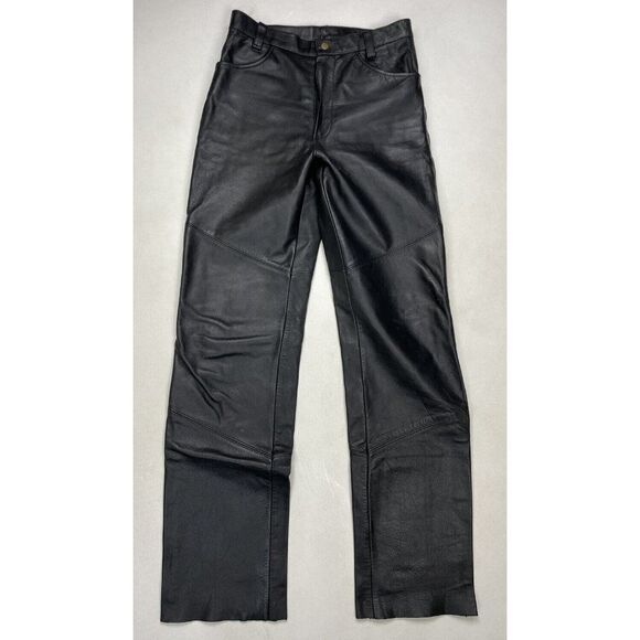 VINTAGE Wilsons Leather Pants Men Size 28 x 34 Black Tag size 32 USA 90s - Picture 1 of 11